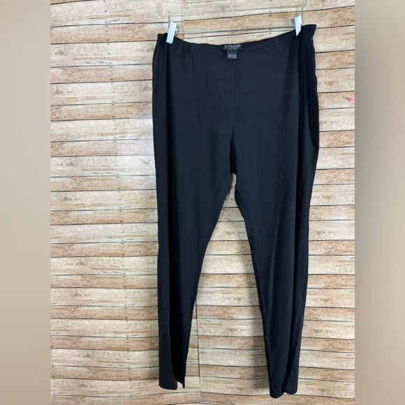Citron black solid relax fit womens pants silk elastic waist Size: Large - Picture 1 of 5